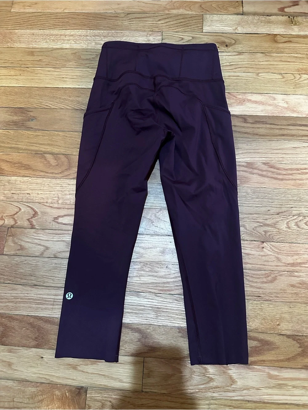 Lululemon Fast And Free Crop Leggings Black Cherry Maroon Activewear 4